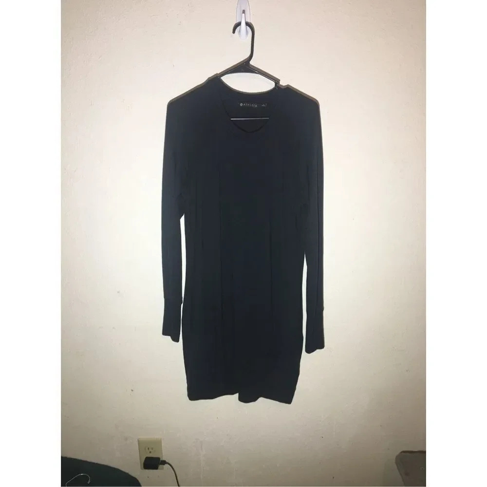 Womens Athleta Dress Size Small Black Thumb Holes Athletic Comfortable Trendy